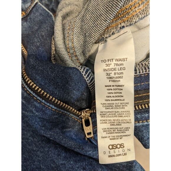 ASOS DESIGN Cotton High Rise Oversized Combat 'Skater' Jean In Darkwash 30/32 - Picture 7 of 8